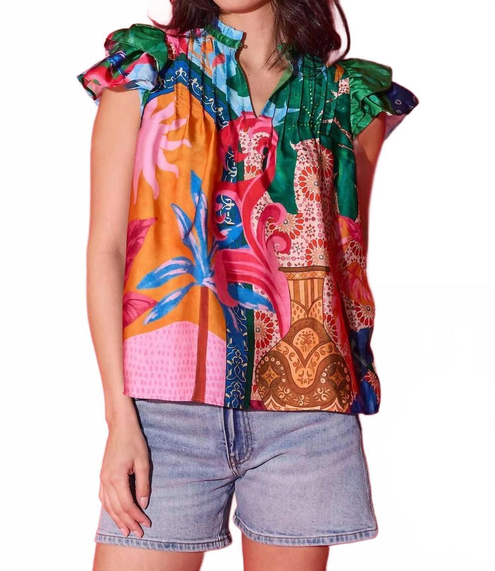 NEW ALDEN ADAIR mattie cap sleeve top in marrackech